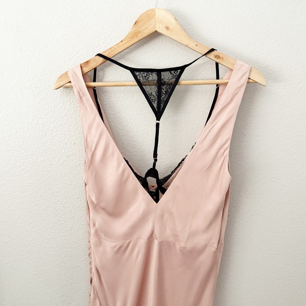 ANTHROPOLOGIE | Blush Pink Cowl-Neck  Twofer Slip Gown Lace Viscose | Medium - Picture 8 of 13